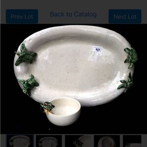 Signed and Numbered 03 Studio Tableware with Figural Frogs by Wessel - 20 x 14